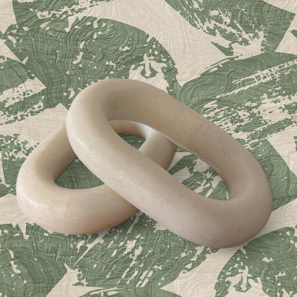 2 stacking white stone sculpture with a minimalist design